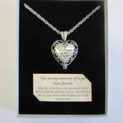 Cathedral-Art-Pet-Memorial-Urn-Locket-heart-Shaped-silver-Tone-Filigree-0-0