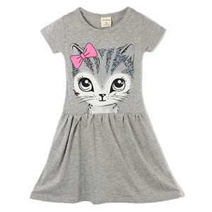 LittleSpring-Little-Girls-Dresses-Summer-Cat-Printing-0