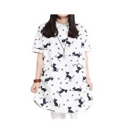 Lucky-Girl-Womens-Cats-and-Ribbons-Print-Skirt-T-shirt-0