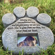 Paw-Print-Pet-Memorial-Stone-Features-a-Photo-Frame-and-Sympathy-Poem-Made-of-Weatherproof-Resin-IndoorOutdoor-Dog-or-Cat-For-Garden-Backyard-or-House-0-1