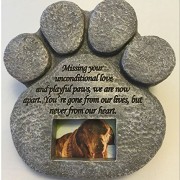 Paw-Print-Pet-Memorial-Stone-Features-a-Photo-Frame-and-Sympathy-Poem-Made-of-Weatherproof-Resin-IndoorOutdoor-Dog-or-Cat-For-Garden-Backyard-or-House-0-2