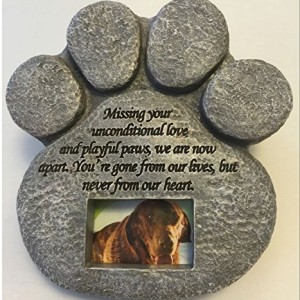 Paw-Print-Pet-Memorial-Stone-Features-a-Photo-Frame-and-Sympathy-Poem-Made-of-Weatherproof-Resin-IndoorOutdoor-Dog-or-Cat-For-Garden-Backyard-or-House-0