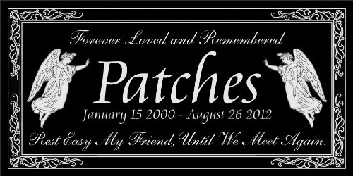 Personalized-Pet-Dog-Cat-Memorial-12x6-Engraved-Black-Granite-Grave-Marker-Head-Stone-Plaque-PAT1-0 Personalized-Pet-Dog-Cat-Memorial-12x6-Engraved-Black-Granite-Grave-Marker-Head-Stone-Plaque-PAT1-0