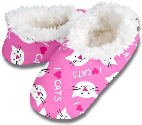 Snoozies-I-Heart-Cats-Womens-Sherpa-Footcoverings-Small-0