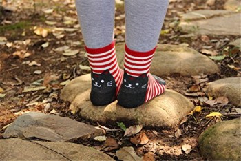 AnVei-Nao-Womens-Girls-Stripe-Cute-Cat-Cotton-Soft-Pattern-Crew-Socks-6-Pairs-0-0