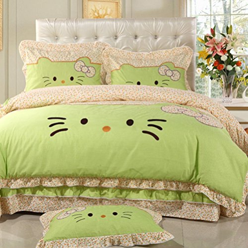 Bobbycool-Pure-And-Fresh-And-Green-100-Cotton-Bedding-Set-Face-Bed-Linen-Cat-Duvet-Cover-Pillowcase-Flat-Sheet-Queen-Size-King-Christmas-0