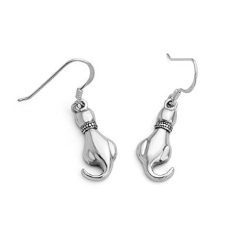 925-Oxidized-Sterling-Silver-Cat-Kitty-Kitten-with-Collar-Pet-Lover-Dangle-Hook-Earrings-13-0-0