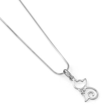 925-Sterling-Silver-Cubic-Zirconia-CZ-Cat-Kitty-Kitten-Pet-Lover-Pendant-Necklace-18-inches-0-0