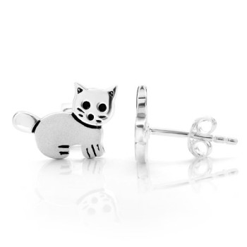 925-Sterling-Silver-Little-Cat-13-mm-Post-Stud-Earrings-0-0