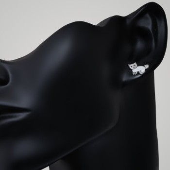 925-Sterling-Silver-Little-Cat-13-mm-Post-Stud-Earrings-0-1