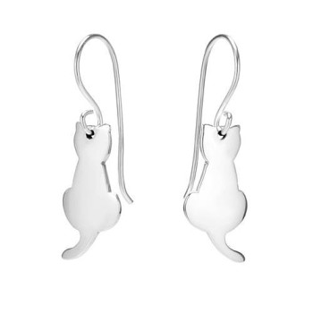 925-Sterling-Silver-Sitting-Cat-Silhouette-Dangle-Hook-Earrings-0-0