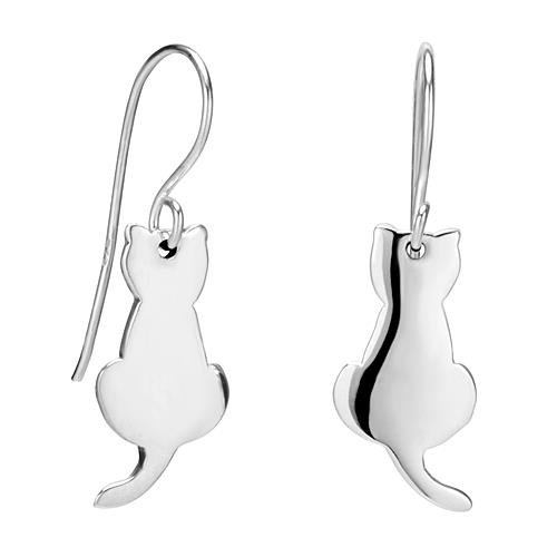 925-Sterling-Silver-Sitting-Cat-Silhouette-Dangle-Hook-Earrings-0
