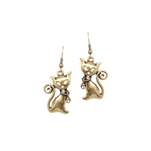 Antiqued-Gold-Kitty-Katcat-Drop-Earrings-with-Crystal-Detail-0