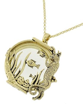 Cat-Fishbowl-Magnifying-Glass-Necklace-D2-Burnish-Gold-Tone-0