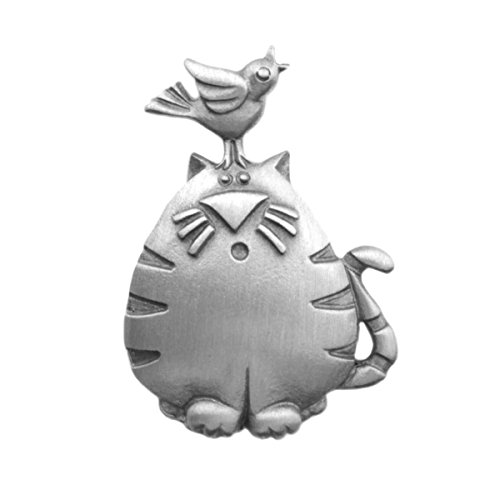 Cat-with-Bird-Pewter-Clutch-Pin-0