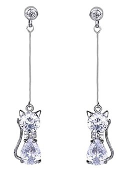DaisyJewel-Classy-Cat-White-Crystal-Dangle-Drop-Earrings-0
