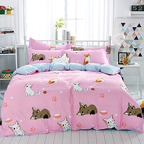 Mumgo-Home-Bedding-for-Adult-Kids-100-Cotton-Lovely-Cat-Pattern-Design-Duvet-Cover-Set-Pink-FullQueen-Size-4-Piece-without-Comforter-0 Mumgo-Home-Bedding-for-Adult-Kids-100-Cotton-Lovely-Cat-Pattern-Design-Duvet-Cover-Set-Pink-FullQueen-Size-4-Piece-without-Comforter-0
