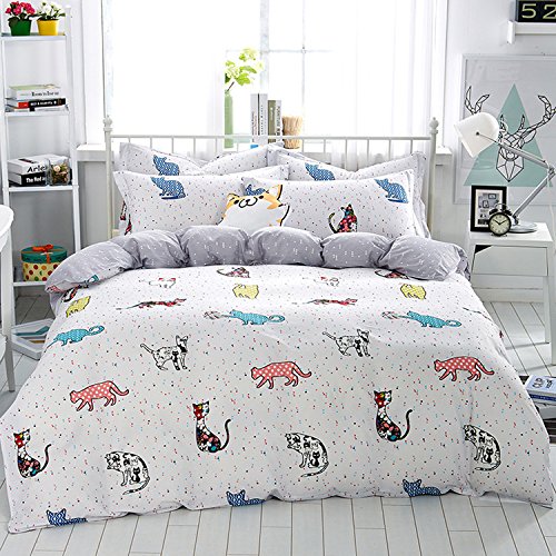Mumgo-Home-Bedding-for-Adult-Kids-100-Cotton-Lovely-Cat-Pattern-Design-Duvet-Cover-Set-White-FullQueen-Size-4-Piece-without-Comforter-0 Mumgo-Home-Bedding-for-Adult-Kids-100-Cotton-Lovely-Cat-Pattern-Design-Duvet-Cover-Set-White-FullQueen-Size-4-Piece-without-Comforter-0