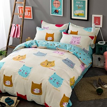 TheFit-Paisley-Textile-Bedding-for-Adult-U1362-Cute-Little-Cat-Duvet-Cover-Set-100-Cotton-Queen-Set-4-Pieces-0-0