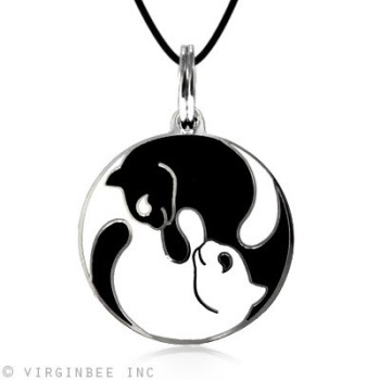 YIN-YANG-TWINS-CATS-FELINE-MEDAL-COLLAR-CHARM-PENDANT-NECKLACE-0-0