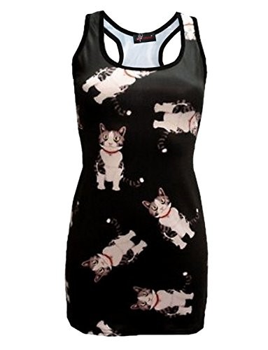 Cute-Cat-Print-Long-Vest-Tank-Top-Dress-SM-0