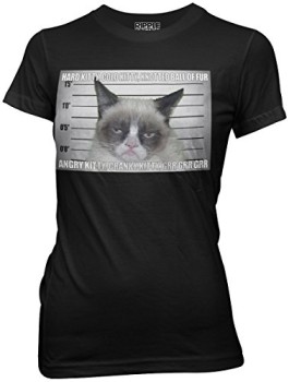 Grumpy-Cat-Soft-Kitty-Mug-Shot-Juniors-Black-T-shirt-S-0