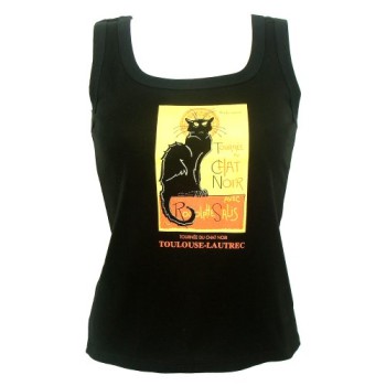 Souvenirs-of-France-Black-Cat-Womens-Sleeveless-T-Shirt-Size-XL-Color-Black-0