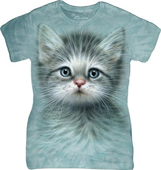 The-Mountain-Juniors-Blue-Eyed-Kitten-Graphic-T-Shirt-Teal-Small-0
