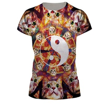 Womens-Cat-3D-Printed-T-shirts-Round-Collar-Leisure-Tops-S-0-0