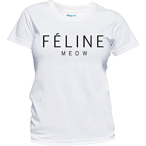 Womens-Popular-Fashion-Feline-Meow-Cat-Lover-Celine-Paris-Parody-Cute-T-Shirt-S-White-0