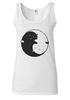 Yin-Yang-Hug-Cute-Cats-Balance-Novelty-White-Women-Vest-Tank-Top-L-0